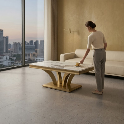 Tavolino design soggiorno lusso oro 115x70