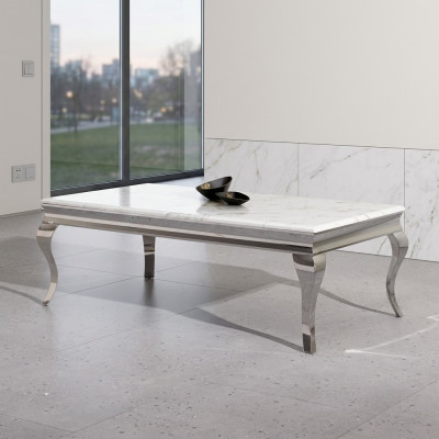 Tavolino design soggiorno lusso tavolo divano tavolino 130x70 argento.