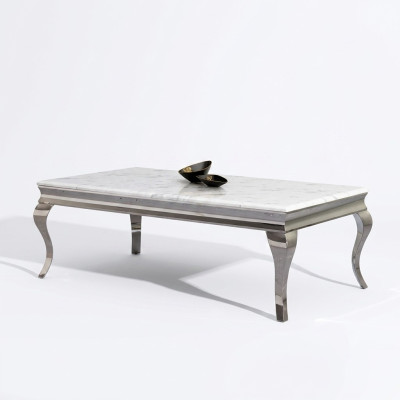 Tavolino design soggiorno lusso tavolo divano tavolino 130x70 argento.