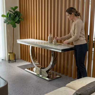 Argento credenza consolle tavolo di lusso argento cromato 120x40cm
