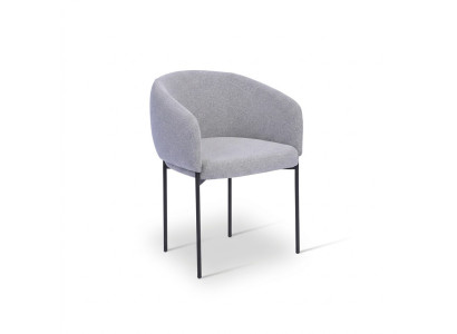 Sedia imbottita grigia con braccioli, design unico, per il soggiorno.