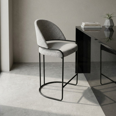 Sgabello grigio con piedi in acciaio inossidabile Sedia da pranzo Sgabelli di design alti