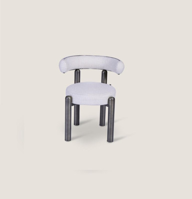 Designer Sedia bianca Sedie da sala da pranzo Imbottite Tessuto Singolo Piedi in metallo