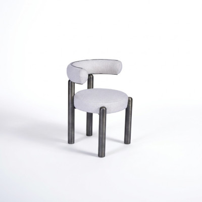 Designer Sedia bianca Sedie da sala da pranzo Imbottite Tessuto Singolo Piedi in metallo