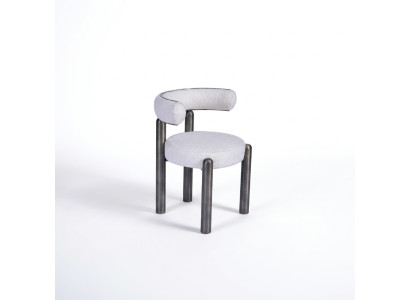 Designer Sedia bianca Sedie da sala da pranzo Imbottite Tessuto Singolo Piedi in metallo