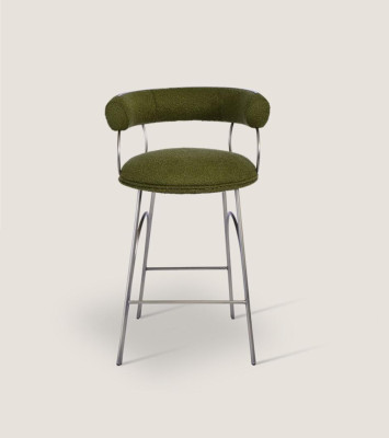 Sgabello da bar verde oliva lussuoso, poltrona di design imbottita.