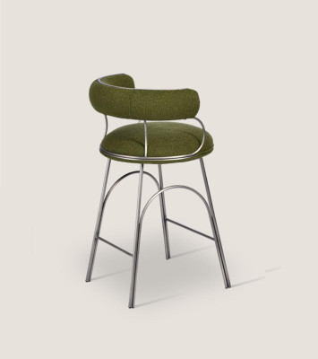 Sgabello da bar verde oliva lussuoso, poltrona di design imbottita.