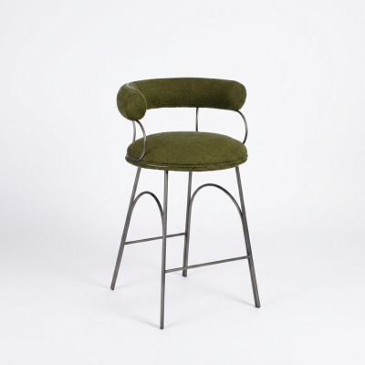Sgabello da bar verde oliva lussuoso, poltrona di design imbottita.
