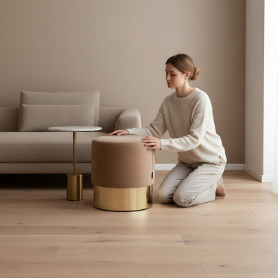 Poggiapiedi beige Pouf design Pouf sgabello imbottito Sedute tessili