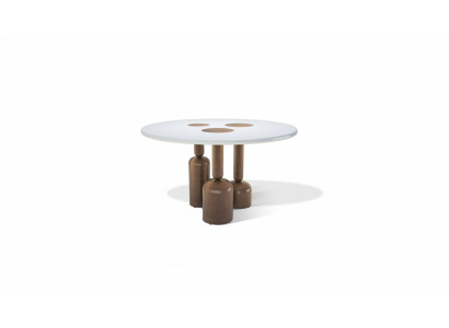Lusso tavolo da pranzo rotondo design mobili stile piano in vetro acciaio inossidabile