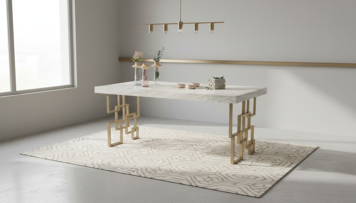 Designer Tavolo da pranzo in bianco Mobili da sala da pranzo Elegante tavolo in marmo Moderno