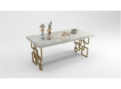 Designer Tavolo da pranzo in bianco Mobili da sala da pranzo Elegante tavolo in marmo Moderno