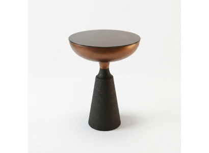 Elegante tavolino tondo da salotto design con piano in vetro