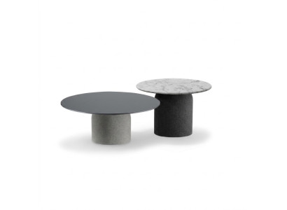 Set di tavolini da caffè grigi di design di lusso 2 tavoli Tavolini rotondi da salotto nuovi