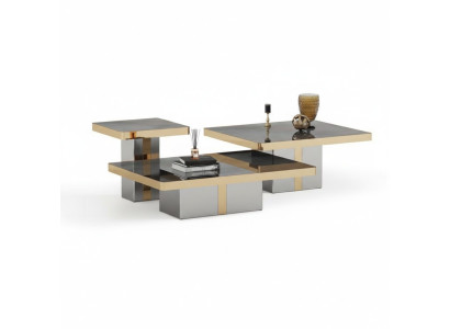 Set di tavolini quadrati di lusso 3x per soggiorno, mobili da salotto