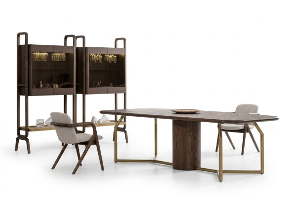 Mobili per ville di lusso - set da pranzo per sala da pranzo completo con tavolo e 4 sedie, credenza a 7 pezzi.