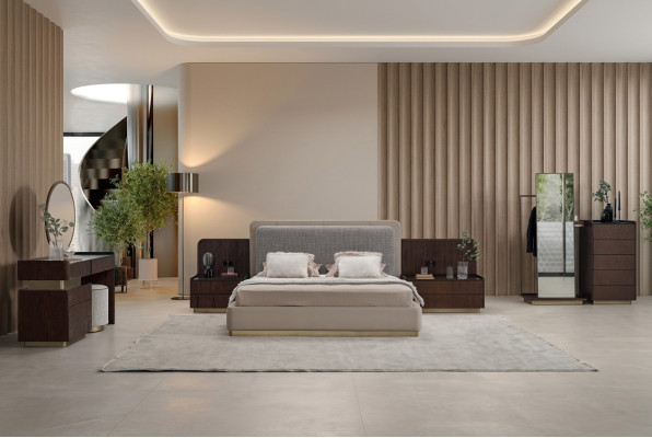 Set da camera da letto di lusso 7 pezzi eleganti divani imbottiti mobili