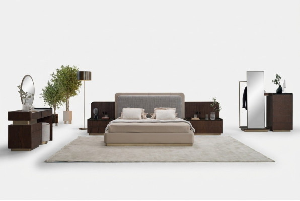 Set da camera da letto di lusso 7 pezzi eleganti divani imbottiti mobili