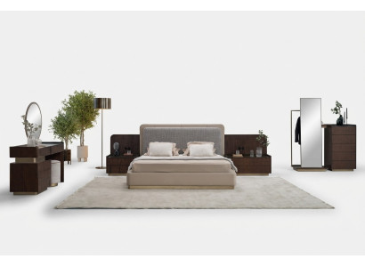 Set da camera da letto di lusso 7 pezzi eleganti divani imbottiti mobili