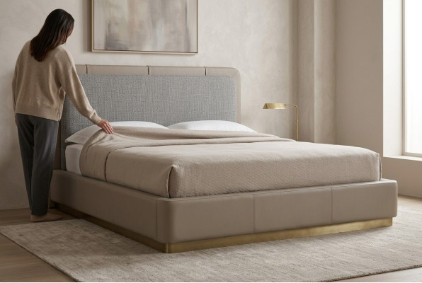 Design letto moderno di lusso elegante, camera da letto di design, 180x200, arredamento in tessuto.
