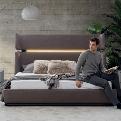 Camera da letto Letto di lusso Stile moderno Letto moderno elegante Grigio 180x200