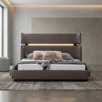 Camera da letto Letto di lusso Stile moderno Letto moderno elegante Grigio 180x200