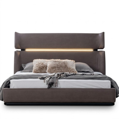 Camera da letto Letto di lusso Stile moderno Letto moderno elegante Grigio 180x200