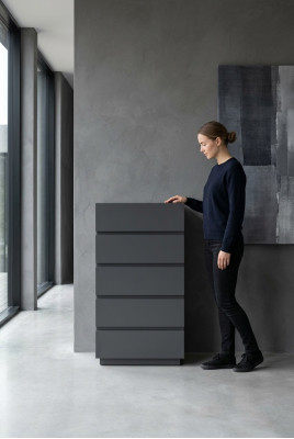 Comò camera da letto in legno grigio design moderno comodini credenza mobili