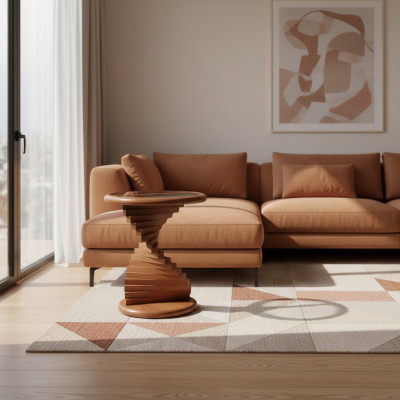 Tavolino da salotto di design moderno in legno con scale.