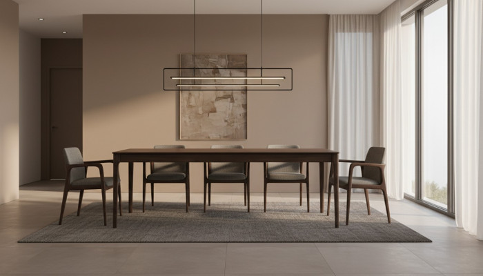 Tavolo da pranzo marrone, tavoli da pranzo moderni di lusso, elegante design del tavolo.
