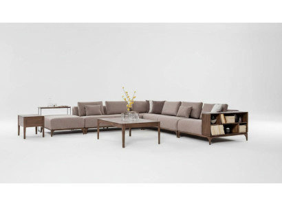 Set da soggiorno di lusso 2 pezzi con divano ad angolo a forma di L e tavolino da salotto design moderno