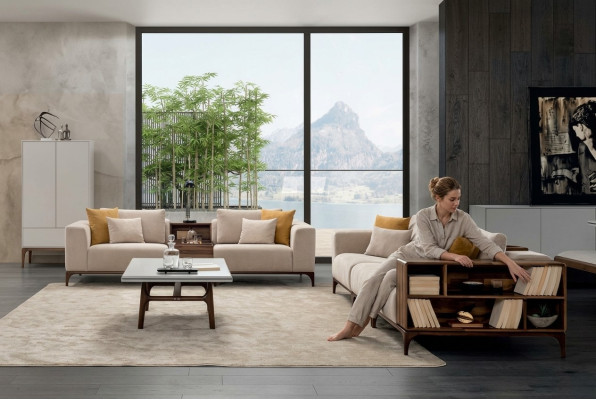 Set da soggiorno di lusso 4 pezzi divano 3+2+1 posti con tavolino design moderno