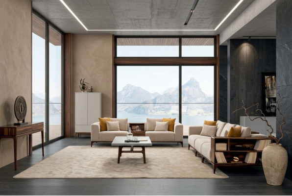 Set da soggiorno di lusso 4 pezzi divano 3+2+1 posti con tavolino design moderno