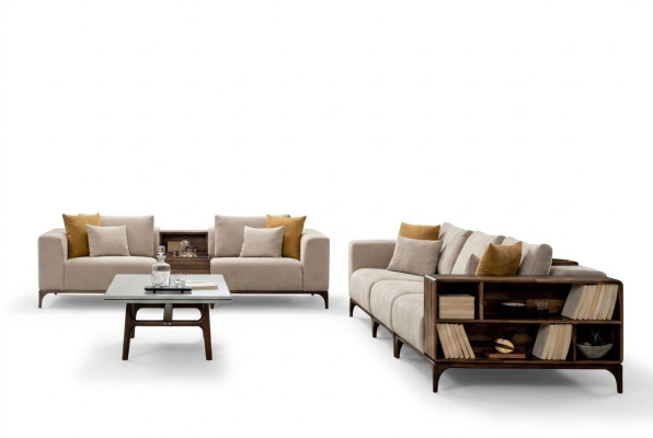Set da soggiorno di lusso 4 pezzi divano 3+2+1 posti con tavolino design moderno