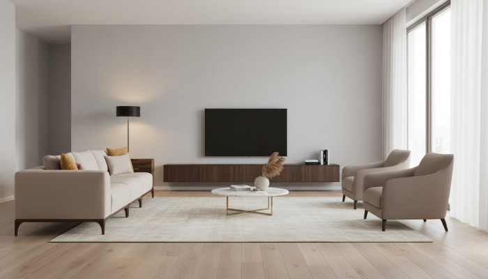 Divano da soggiorno di lusso Modern design in legno con tessuto a tre posti