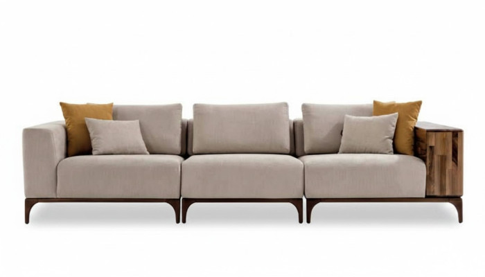 Divano da soggiorno di lusso Modern design in legno con tessuto a tre posti