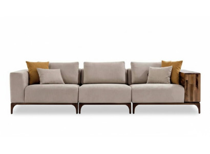 Divano da soggiorno di lusso Modern design in legno con tessuto a tre posti