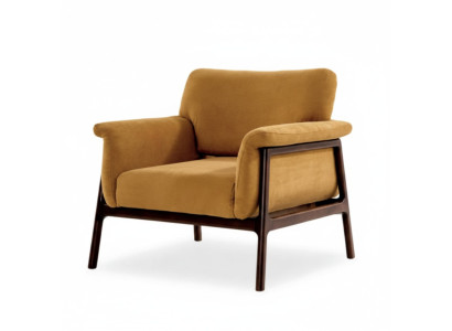 Poltrona Per Soggiorno Di Lusso Design Moderno Legno Con Tessuto Lounge Club