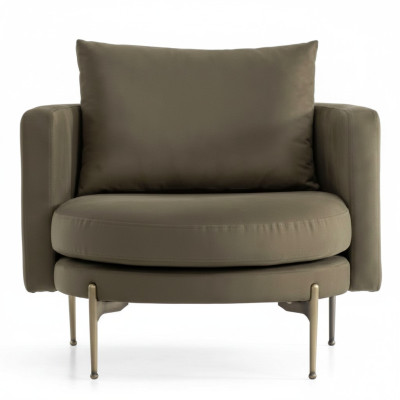 Poltrona da soggiorno design moderno in legno con tessuto rotonda lounge club