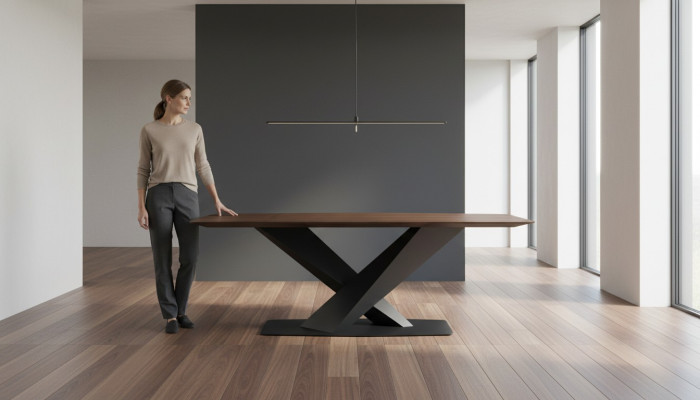 Tavolo da pranzo marrone, tavoli da pranzo moderni di lusso, tavolo elegante di design.