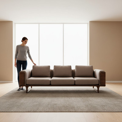 Sofà da soggiorno di lusso design moderno in legno con tessuto 270cm Grandi divani