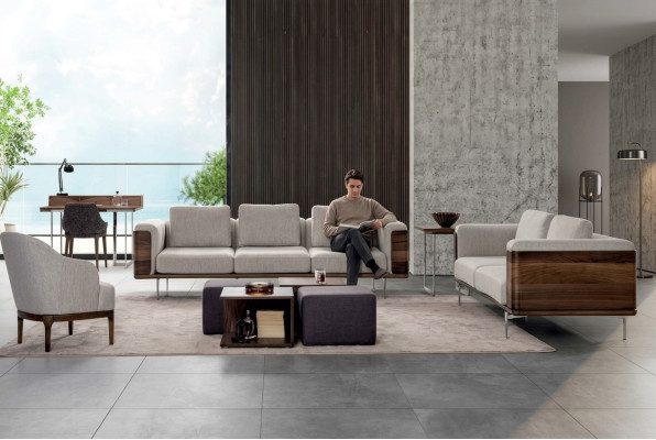 Set da soggiorno di lusso con design moderno 2x divani con poltrona set di divani