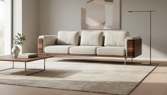Sofà per soggiorno di lusso dal design moderno con braccioli design a tre posti.