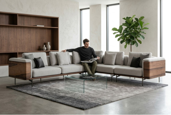 Soggiorno divano ad angolo a L in legno moderno con design di lusso divano angolare