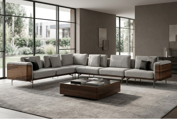 Soggiorno divano ad angolo a L in legno moderno con design di lusso divano angolare