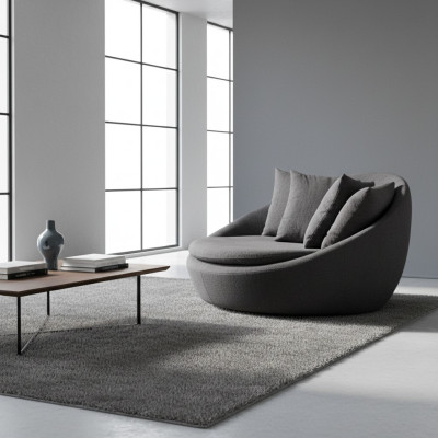 Poltrona Imbottita Posti a Sedere Design Moderno Grigio Lounge Lusso Salotto Club