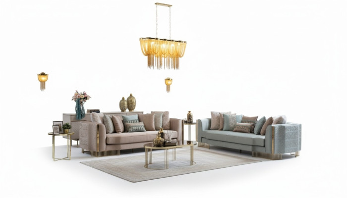 Elegante set di divani 2 divani Mobili di design classico con braccioli 4+3