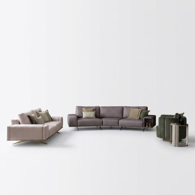 Set di divani di lusso per il soggiorno 3+3+1 posti in tessuto, divano grande, set di divani.