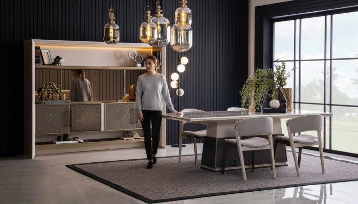 Set da pranzo di lusso 6 pezzi Tavolo da pranzo 4 sedie 6 pezzi Set design moderno