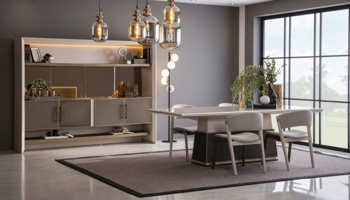 Set da pranzo di lusso 6 pezzi Tavolo da pranzo 4 sedie 6 pezzi Set design moderno